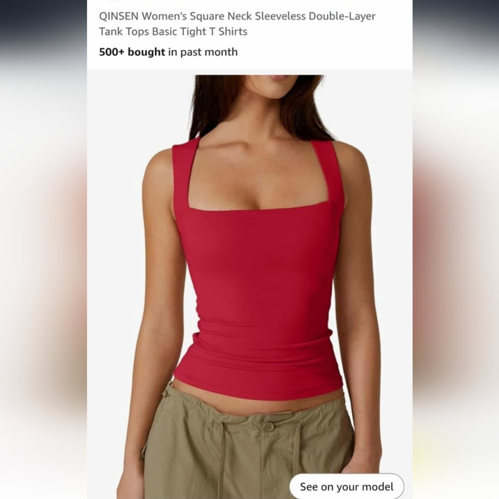 Red Fitted Sleeveless Tank Top